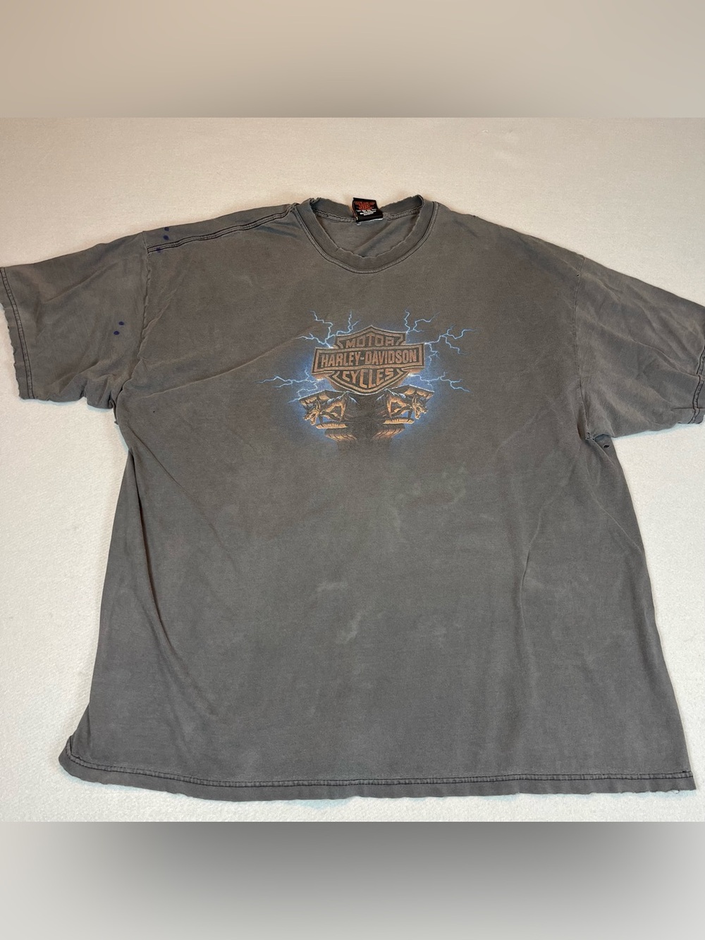 Vintage 90s Harley Davidson T-Shirt 3X Thrashed Faded Grunge Biker Tee Marion IL
